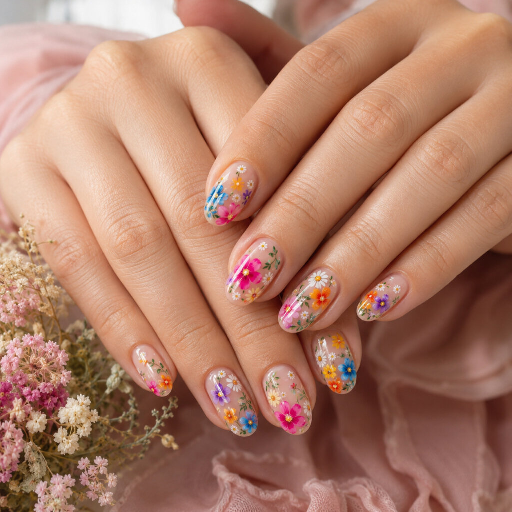 Bright Floral Nail Designs