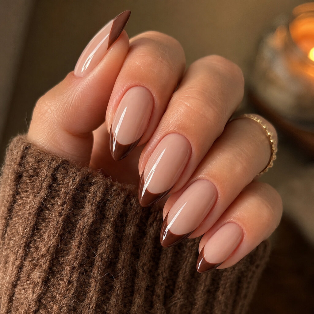 Brown French Tip Nails