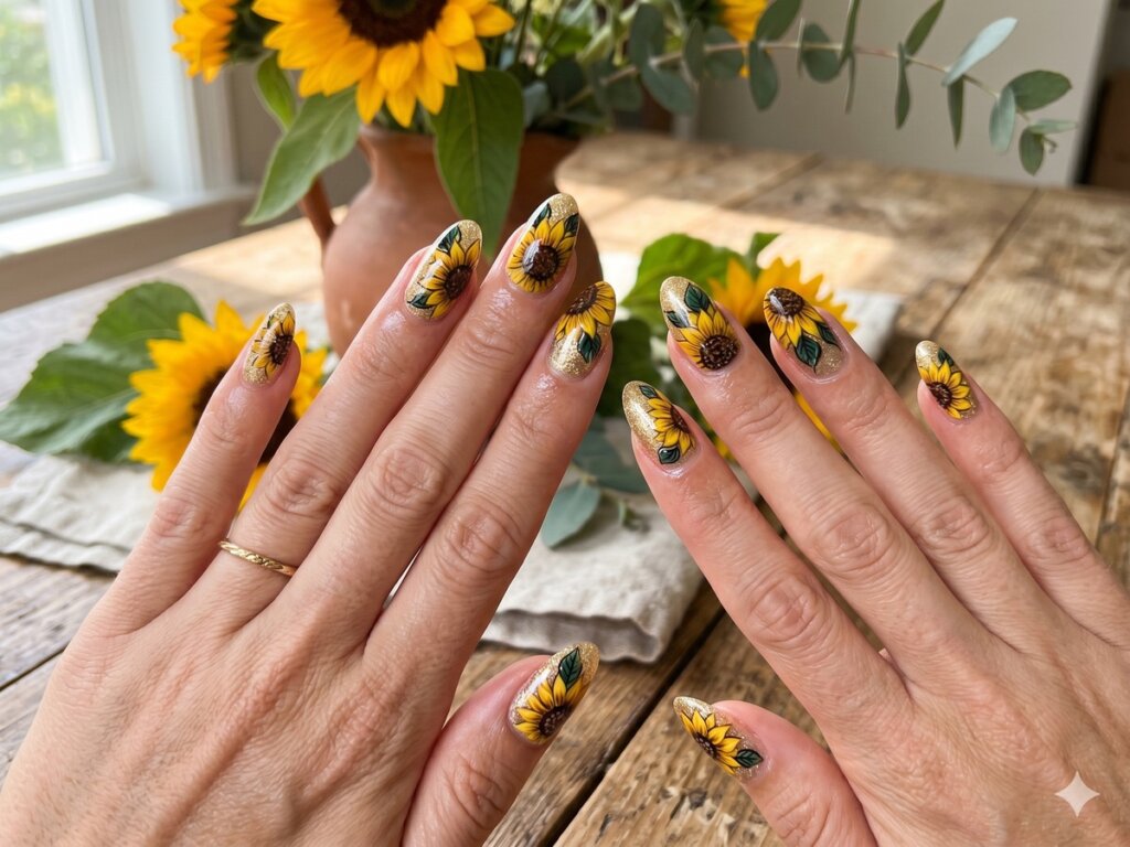 Classic Sunflower Nail Designs