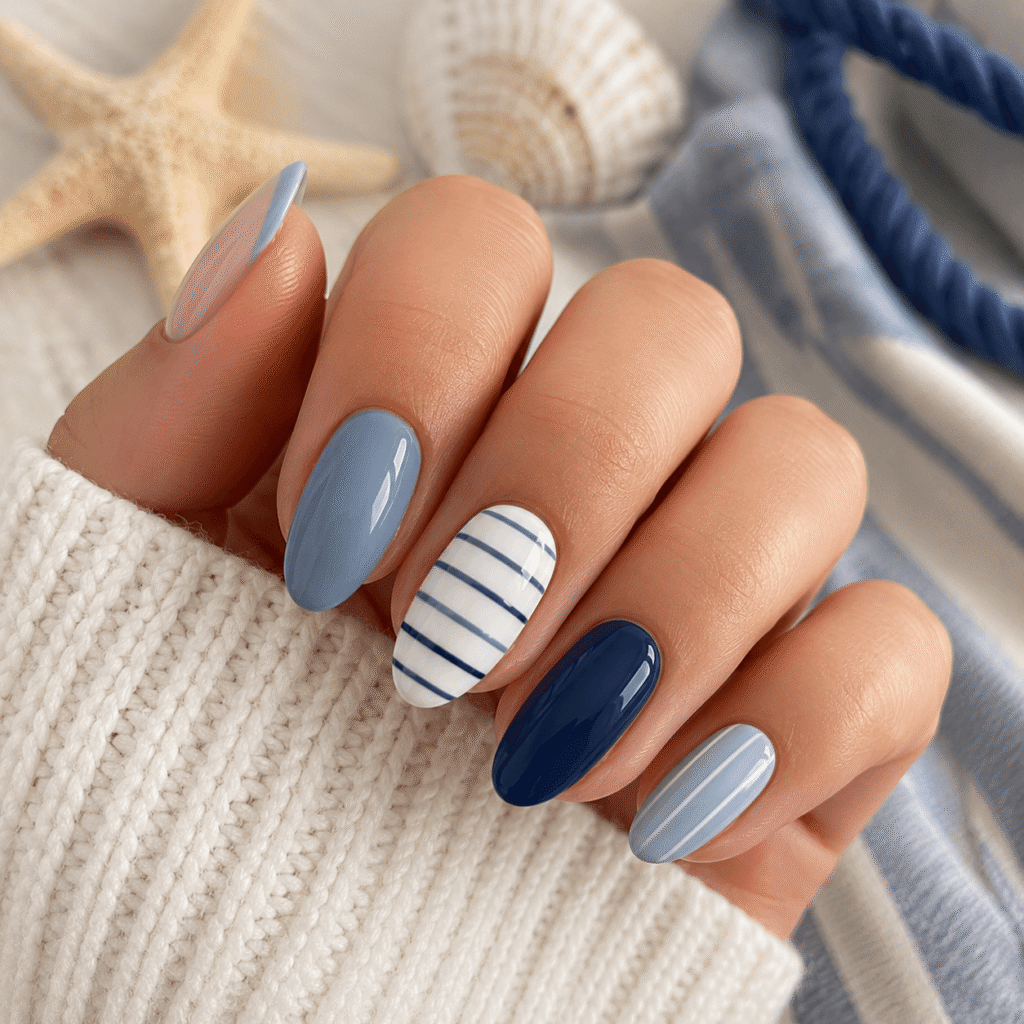 Coastal Striped Nails