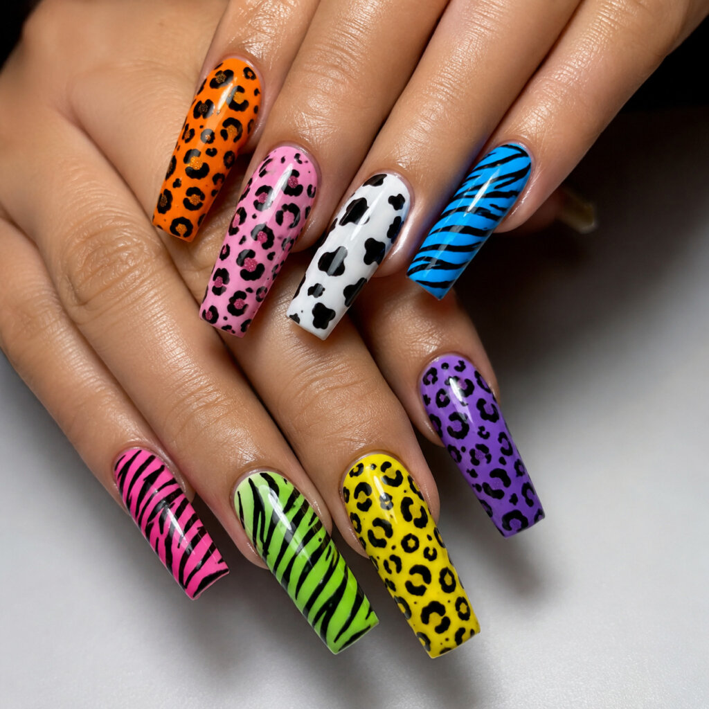 Colorful Animal Print Nails