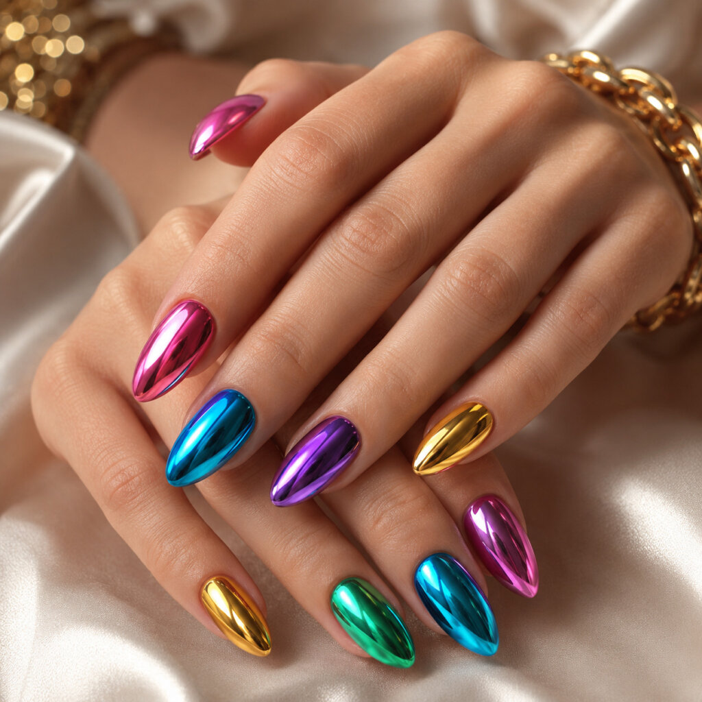 Colorful Chrome Nails