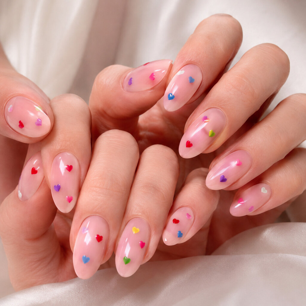 Colorful Heart Nails