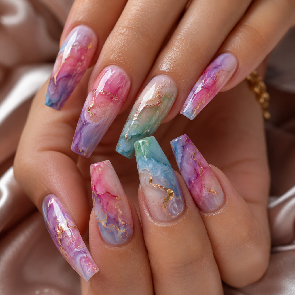 Colorful Marble Nails