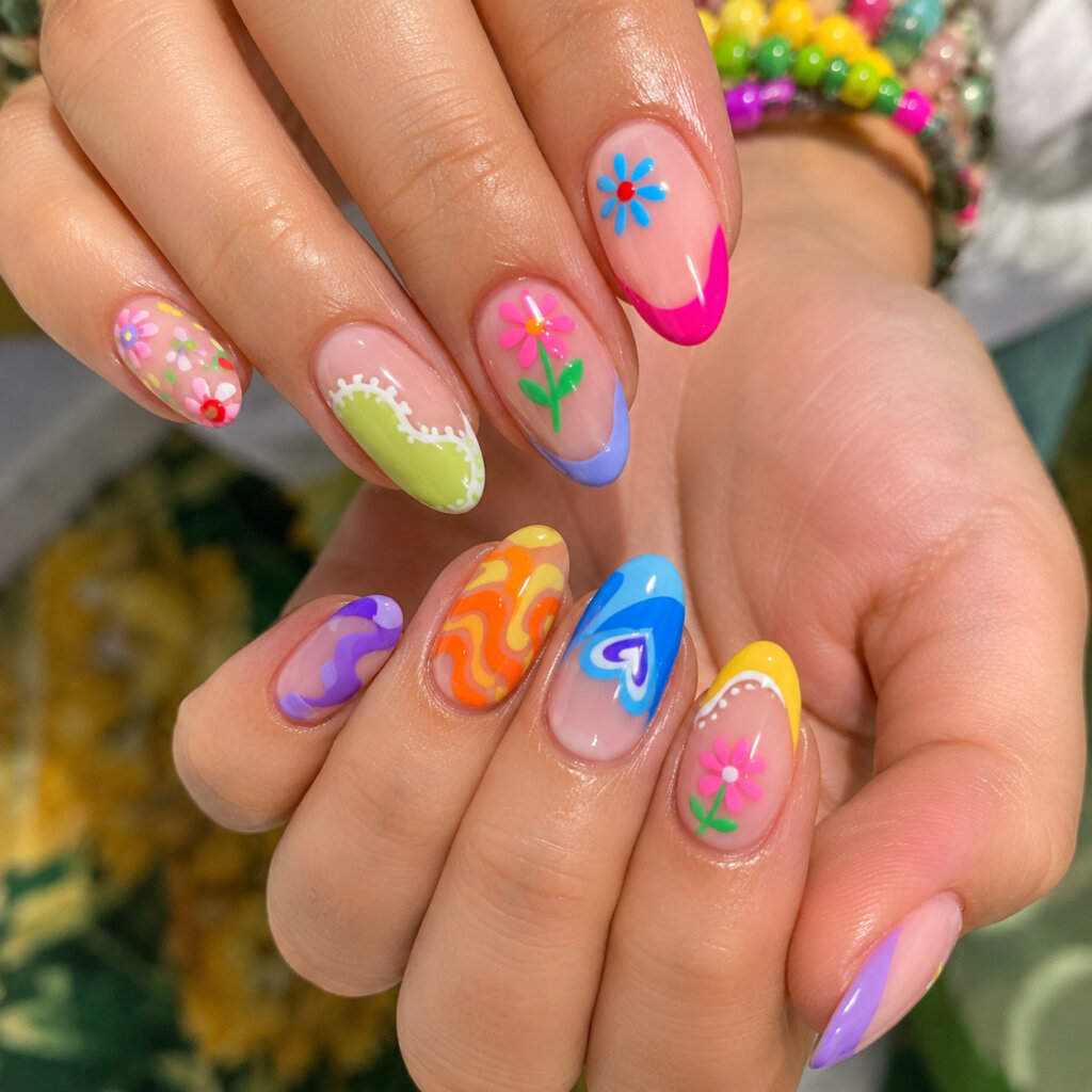 Colorful Mix-and-Match Nails