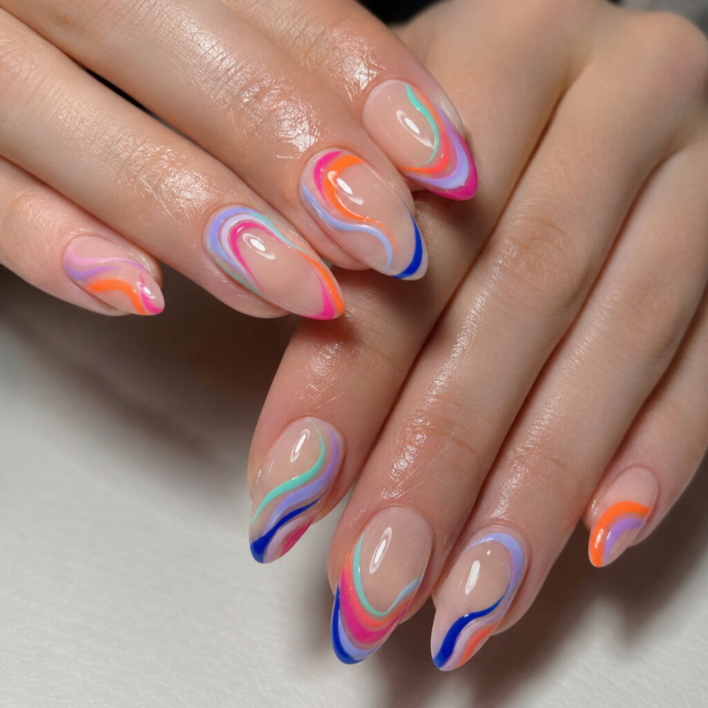 Colorful Swirl Nails