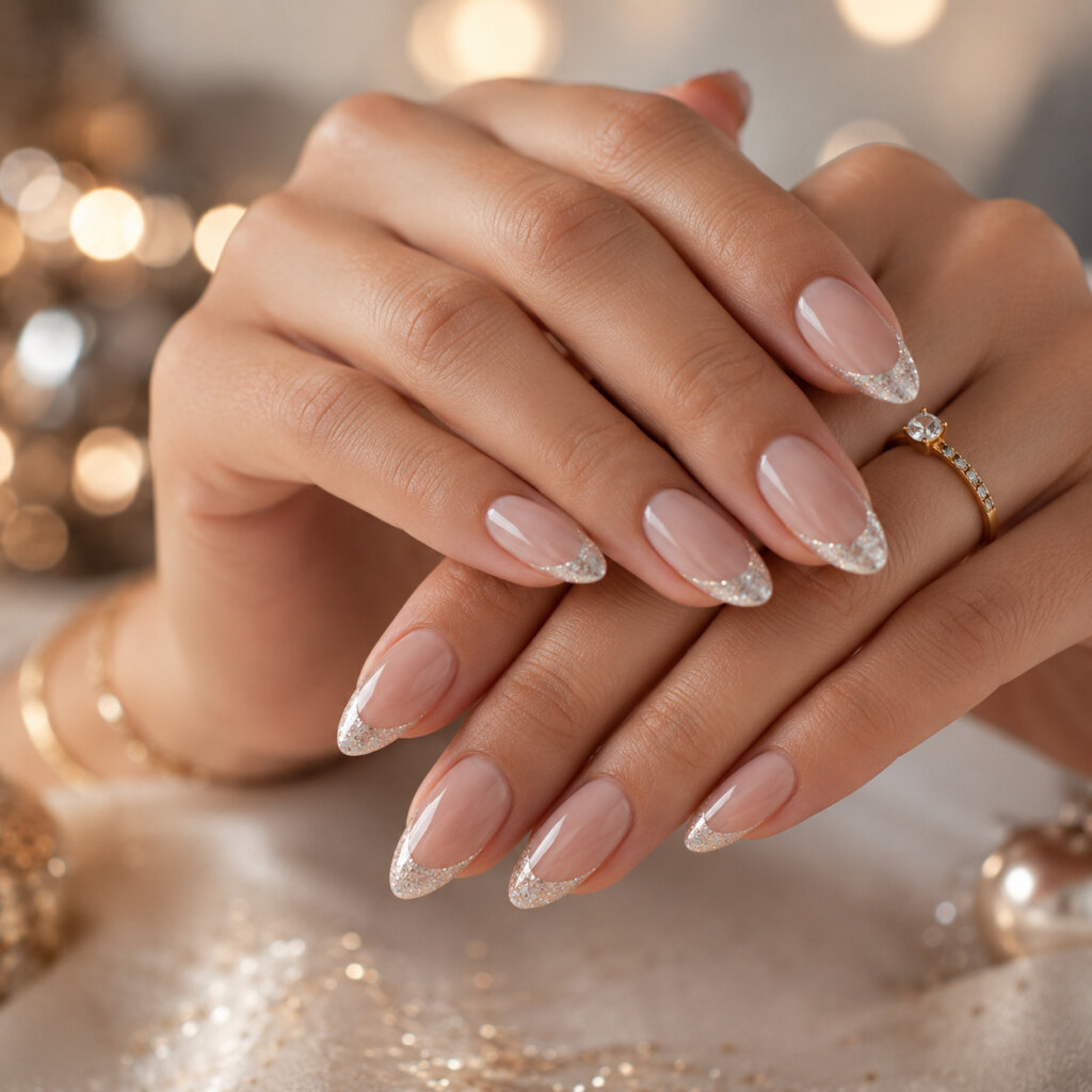 Glitter French Tip Nails