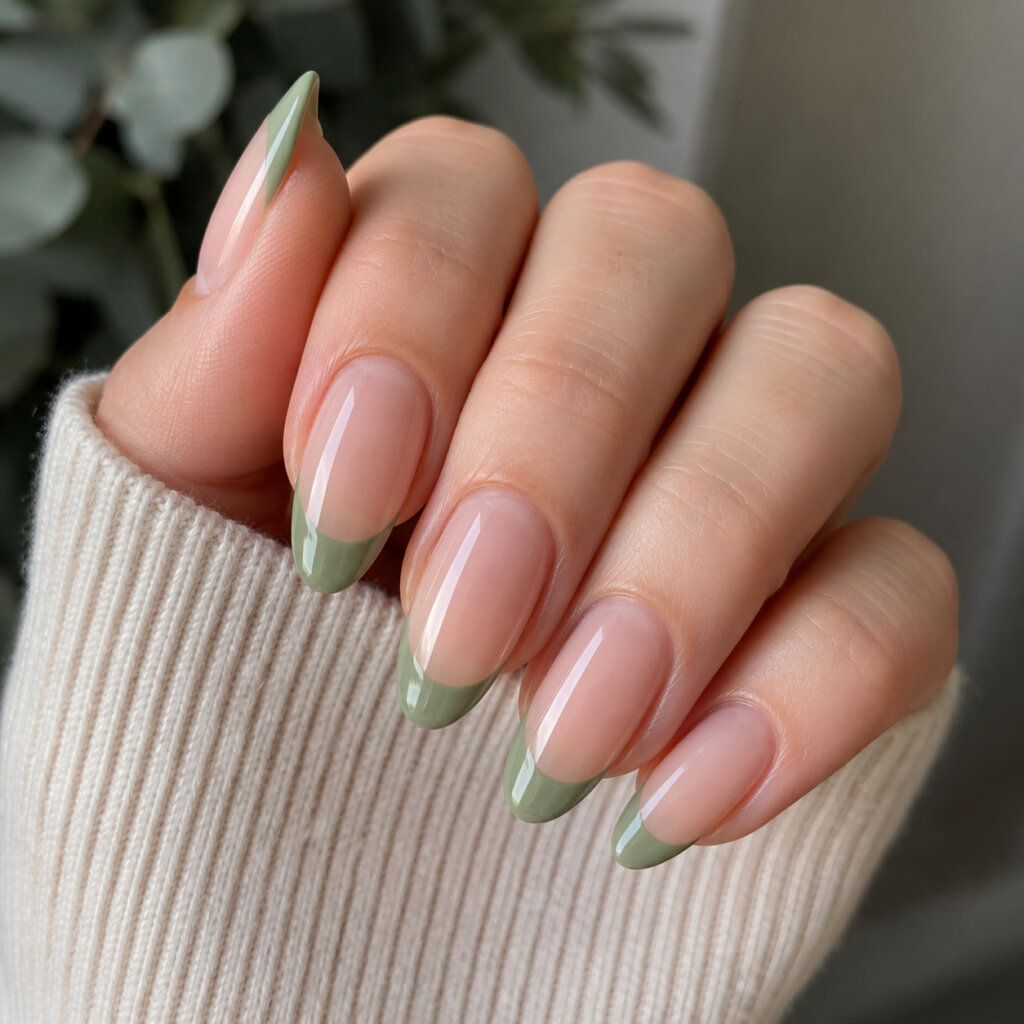 Green French Tip Nails