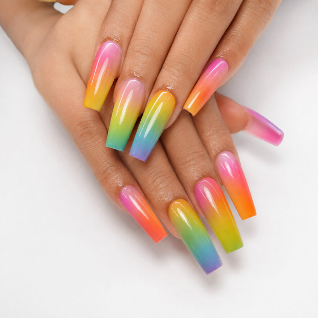 Neon Color Block Nails