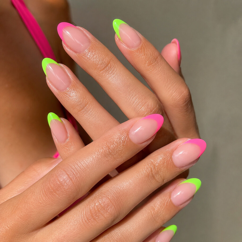 Neon French Tip Nails