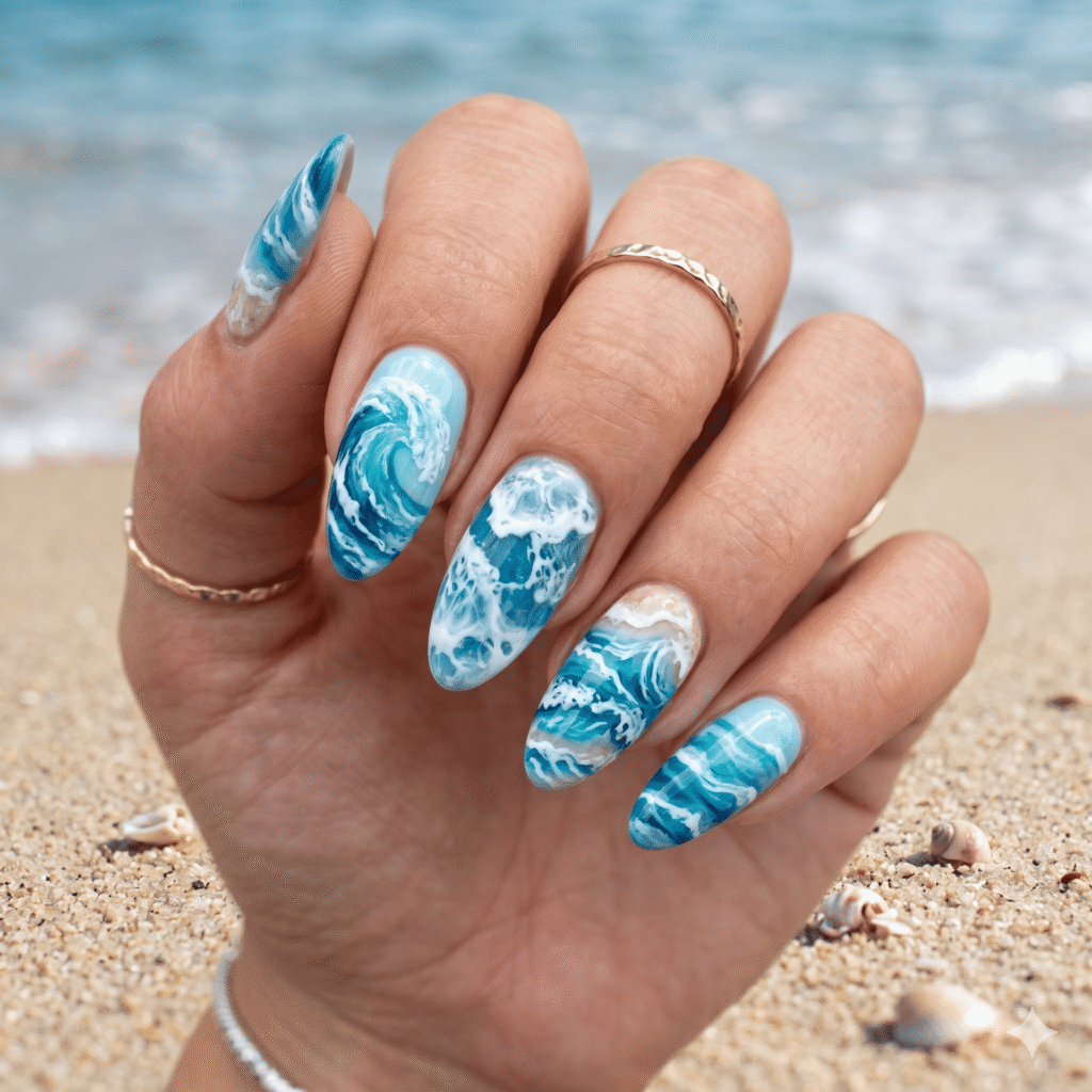 Ocean Wave Nail Art