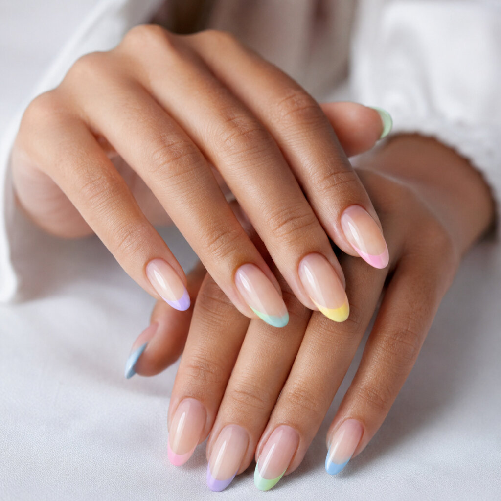 Pastel Rainbow French Tips