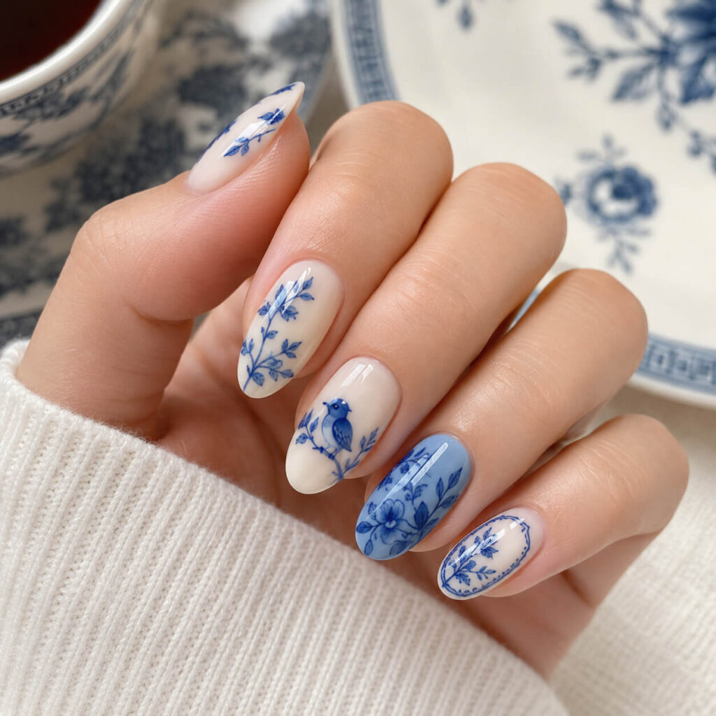 Porcelain-Inspired Nail Art