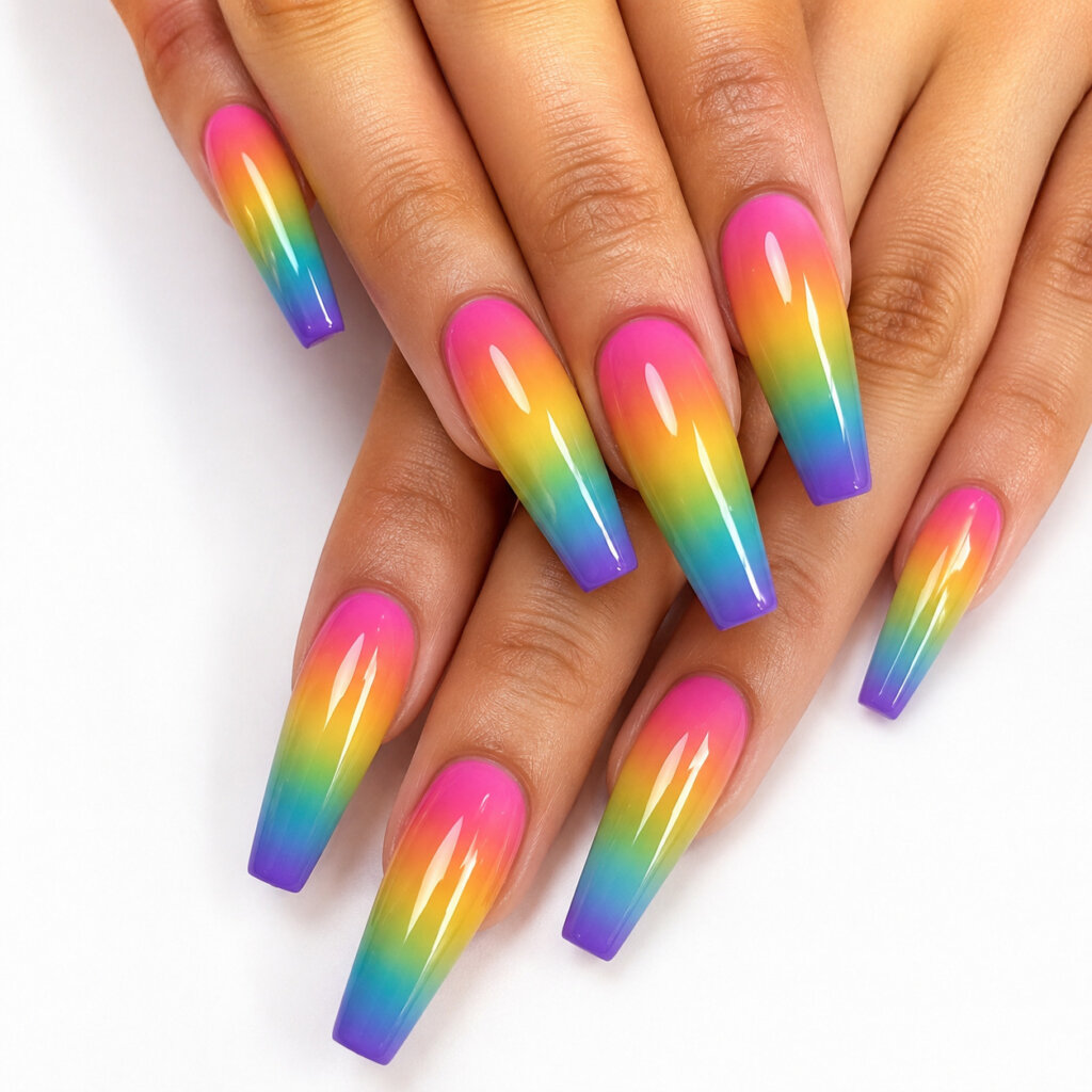 Rainbow Ombre Nails