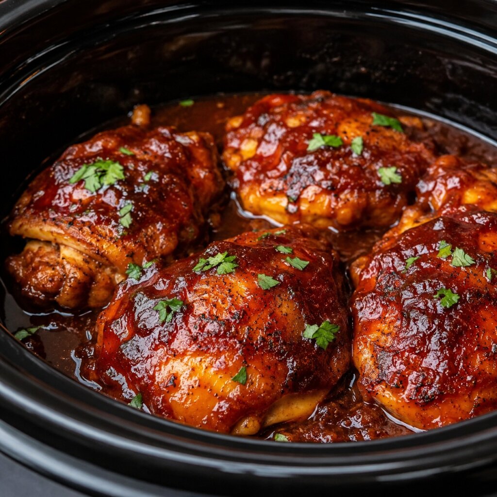 Slow Cooker BBQ Chicken Thighs