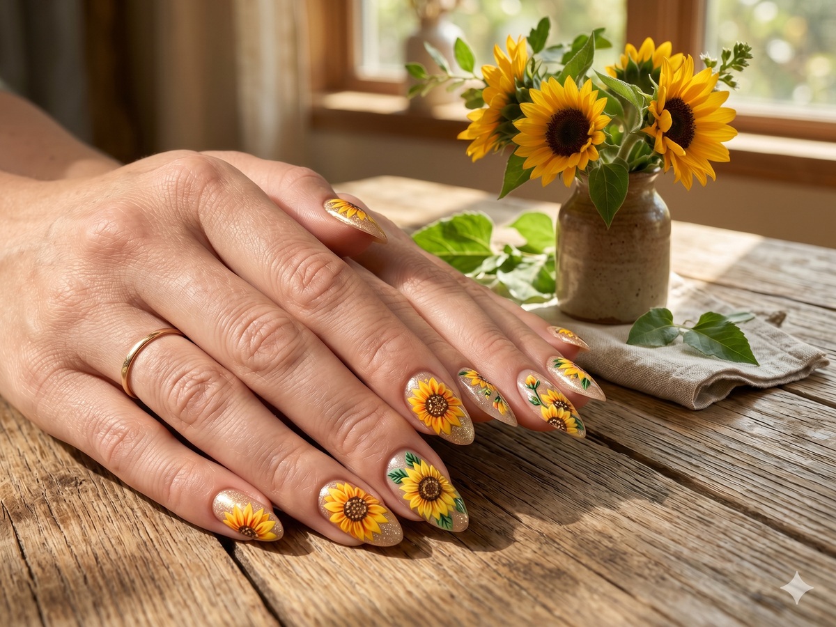 Sunflower nails art