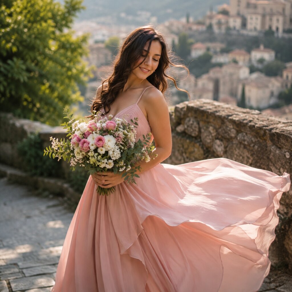 Try a Flower Bouquet Photoshoot in a Dress