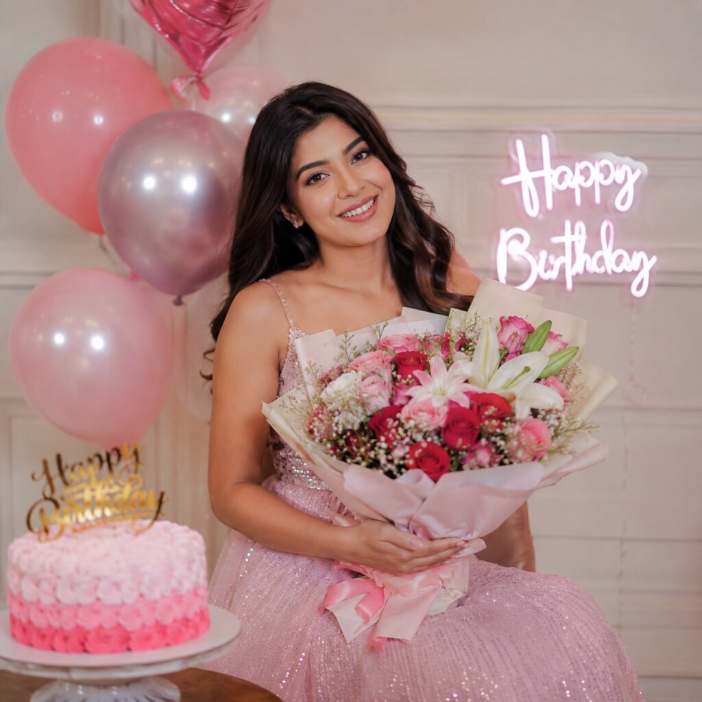 Use a Flower Bouquet for Birthday Photography
