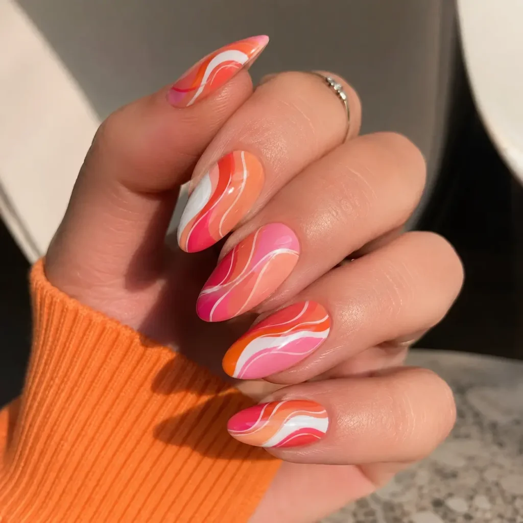 Abstract Lesbian Pride Nail Art