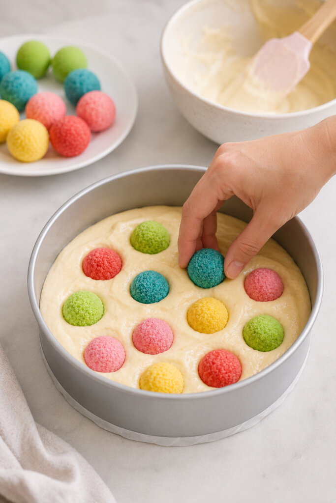 Add the Cake Dots to the Batter
