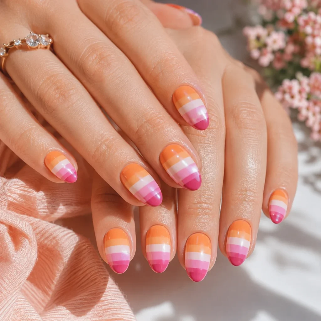 Classic Lesbian Pride Flag Nails