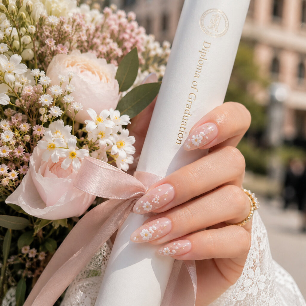 Floral Graduation Nails