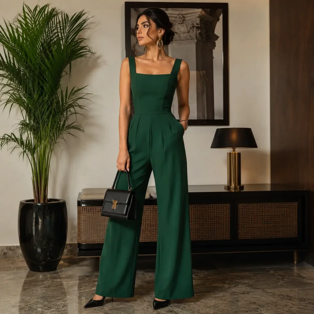 Forest Green Wide-Leg Jumpsuit
