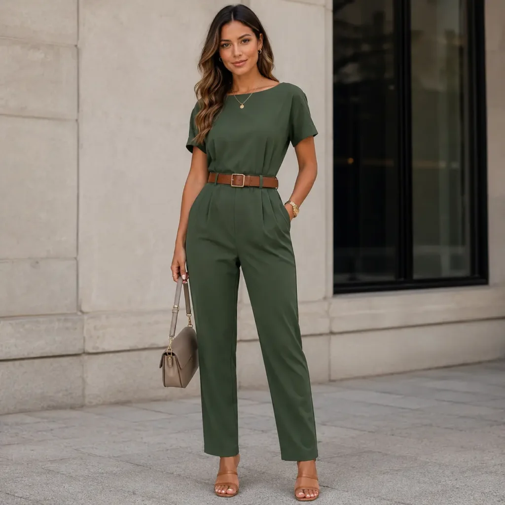 Green Belted Jumpsuit