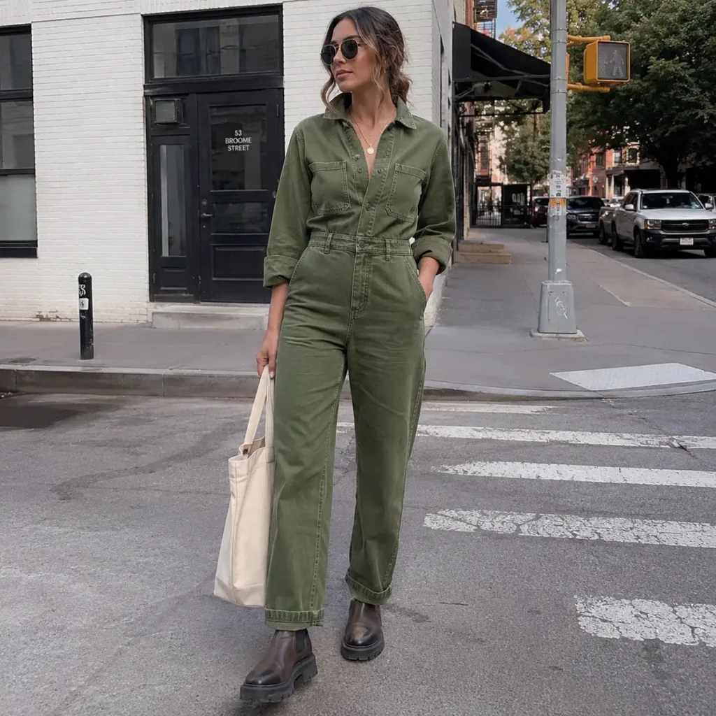 Green Denim Jumpsuit