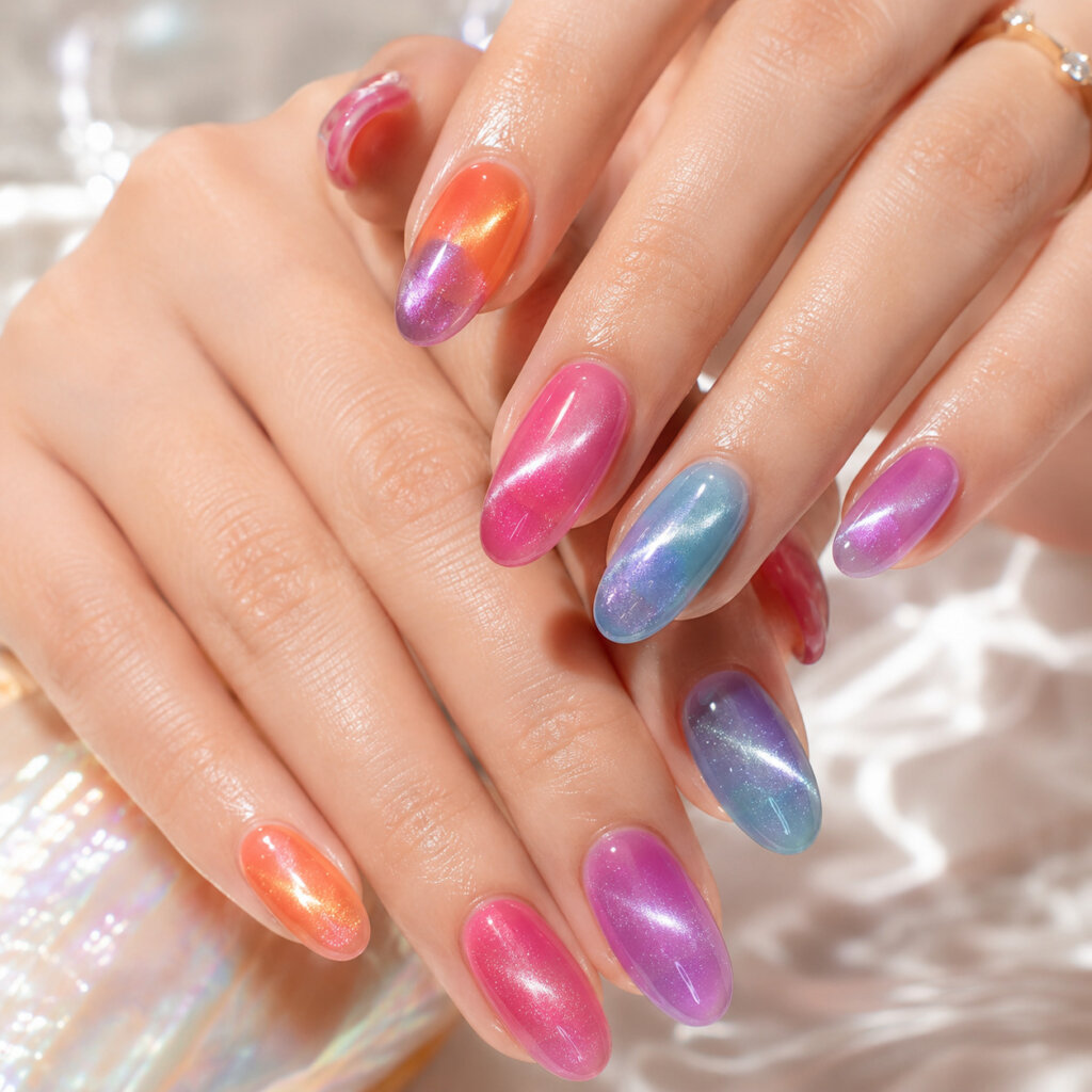 Jelly Cat Eye Nails