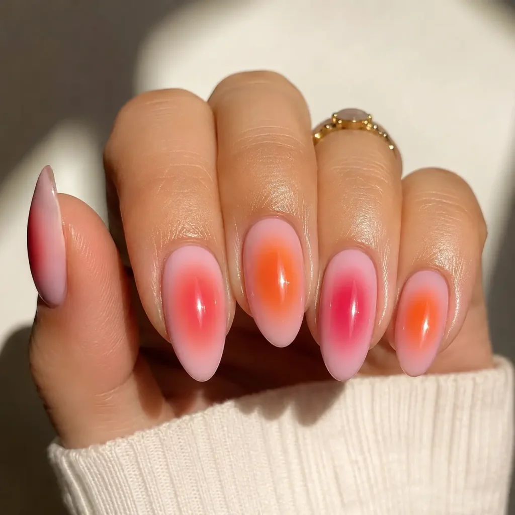 Lesbian Pride Aura Nails