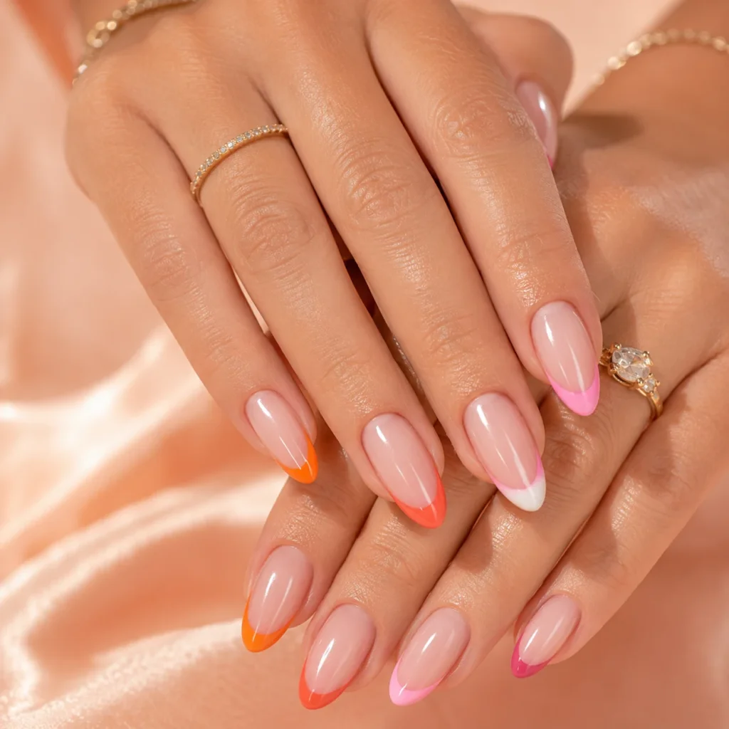 Lesbian Pride French Tips