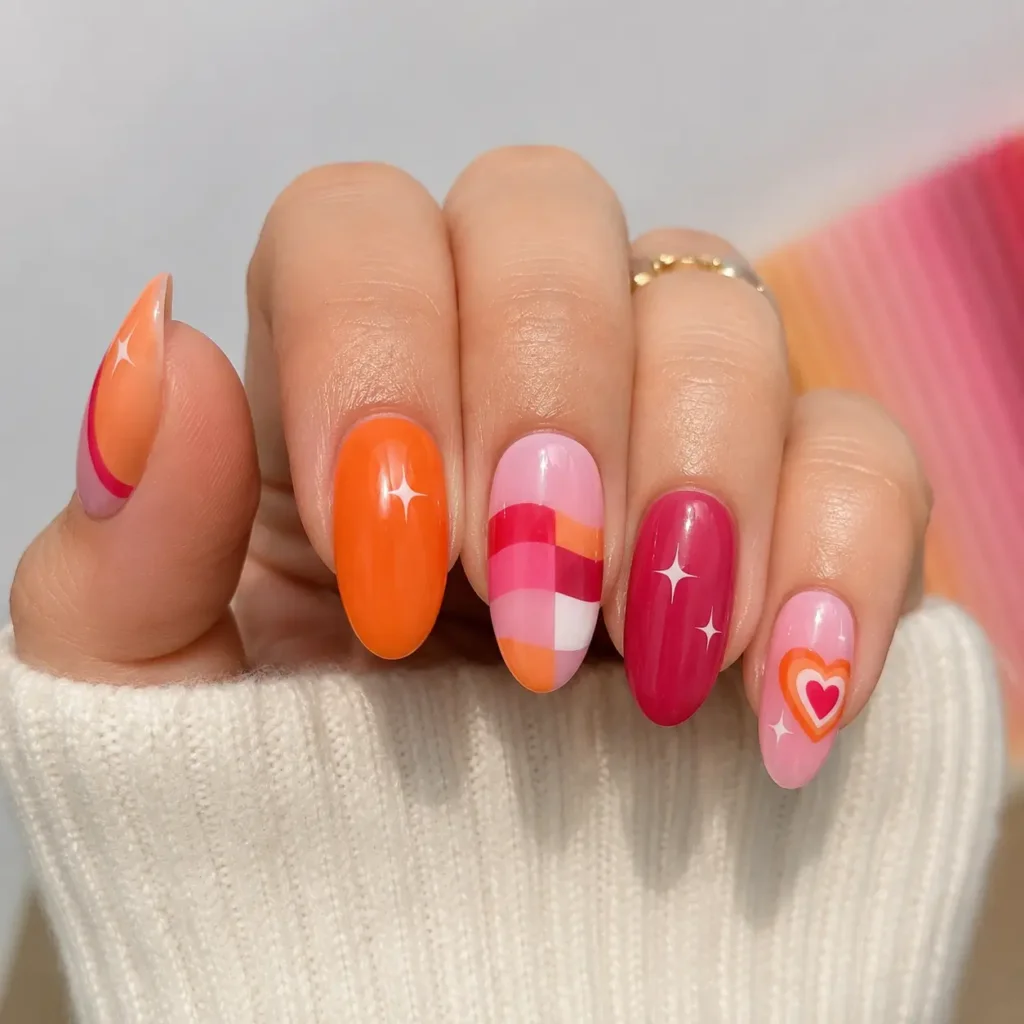 Lesbian Pride Nails With Stars