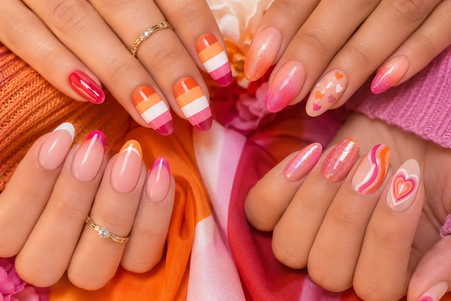 Lesbian Pride Nails