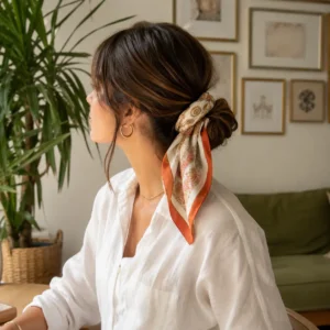 Low Bun With Bandana Wrap