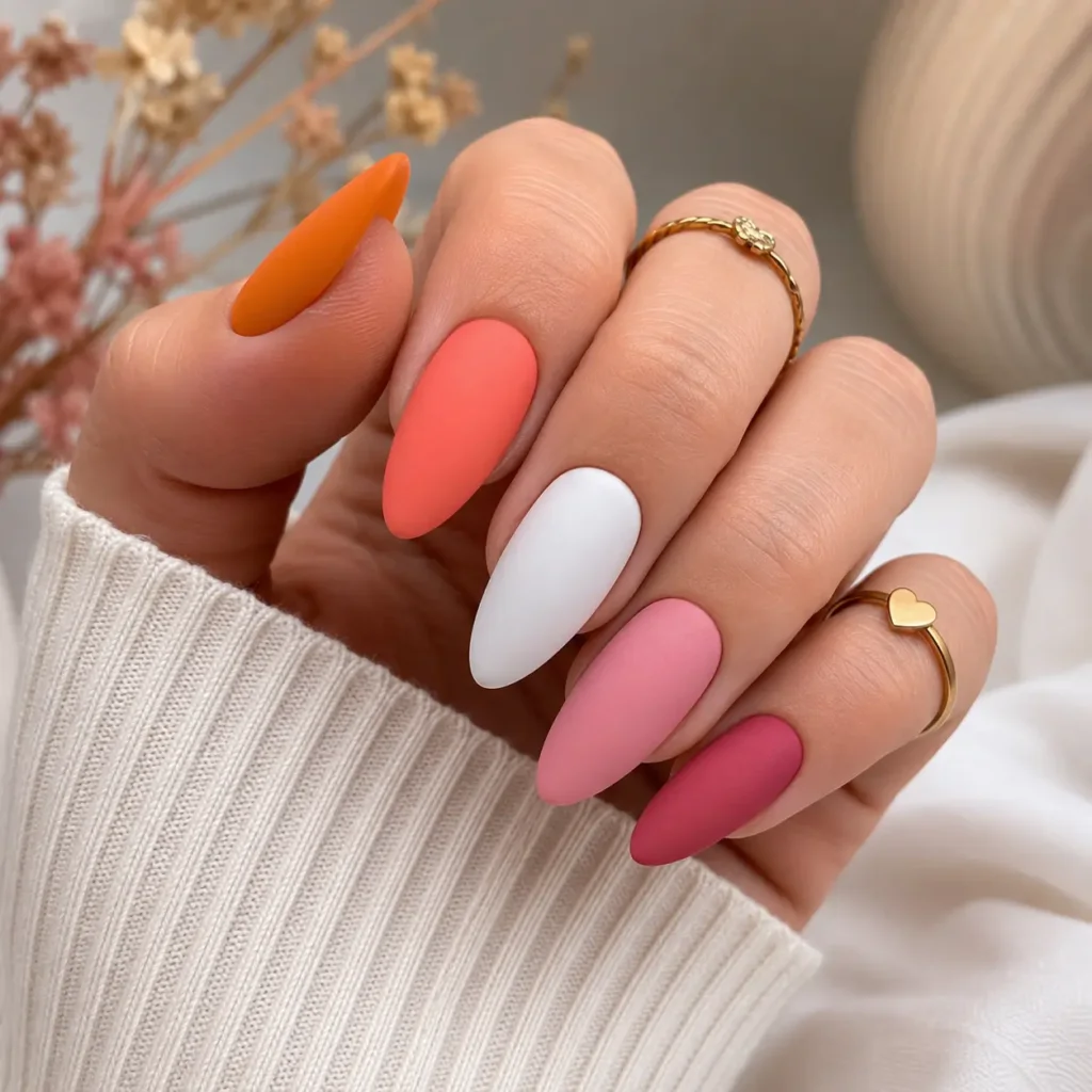 Matte Lesbian Pride Nails