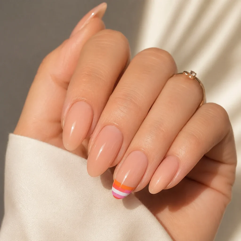 Minimal Lesbian Pride Accent Nails