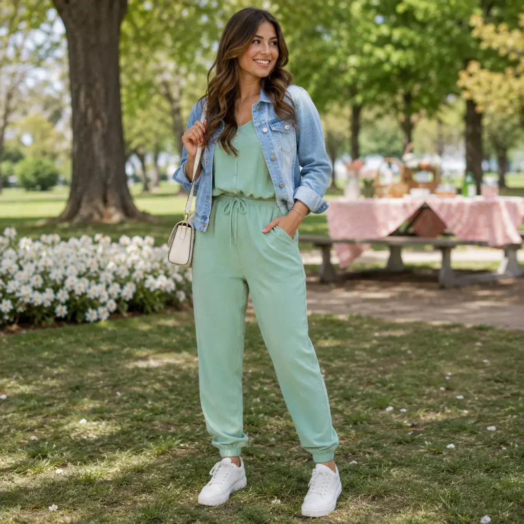 Mint Green Casual Jumpsuit
