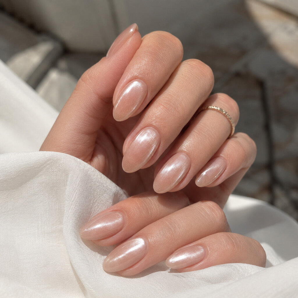 Nude Cat Eye Nails