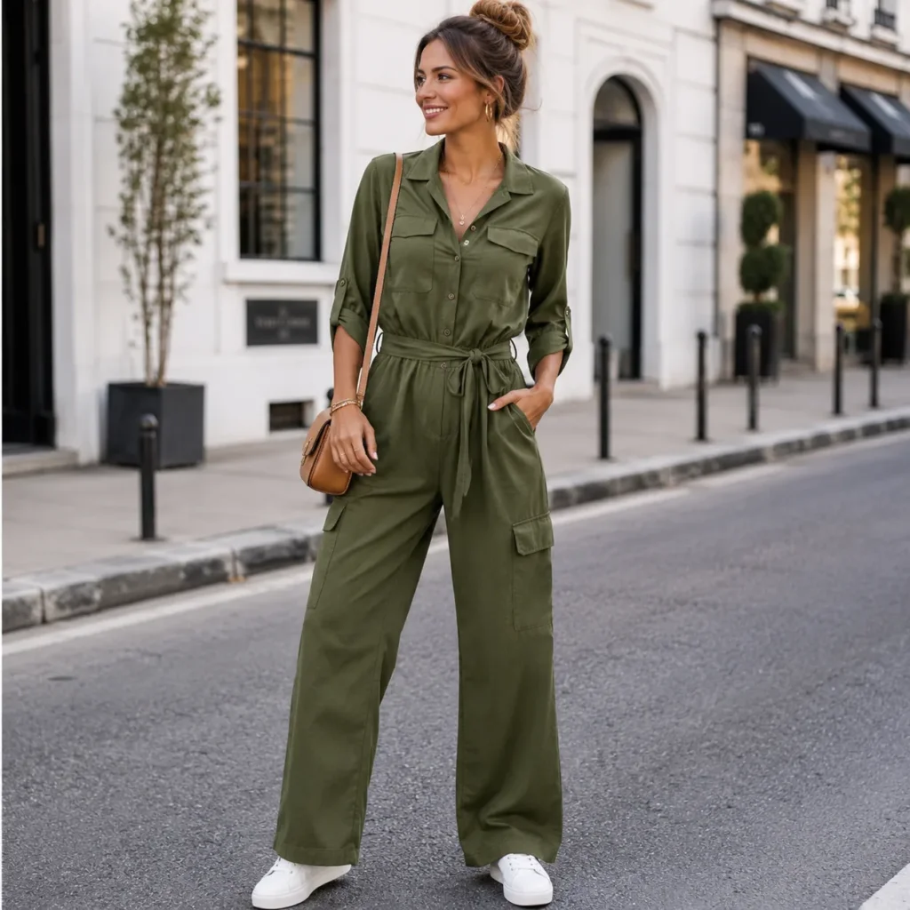 Olive Green Utility Jumpsuit