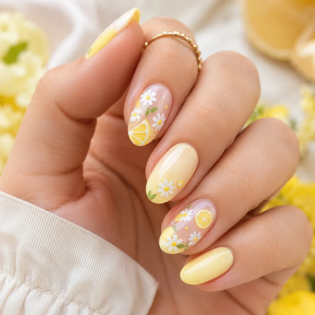 Pastel Lemon Nails