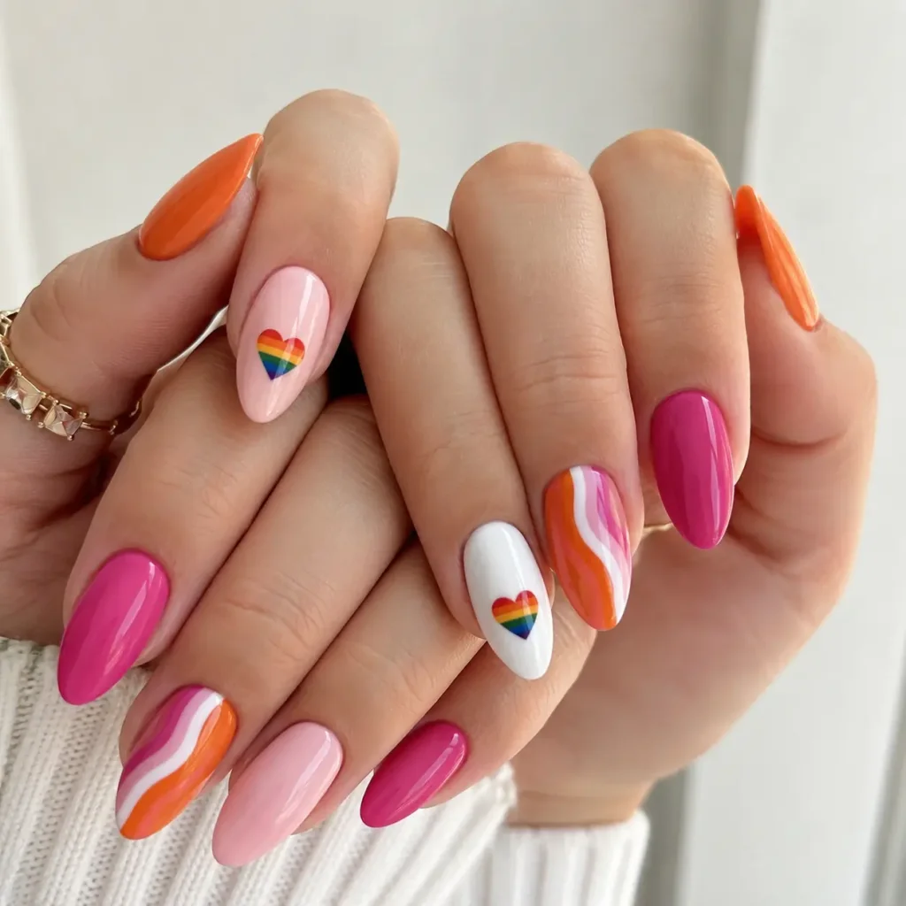 Rainbow and Lesbian Pride Combo Nails