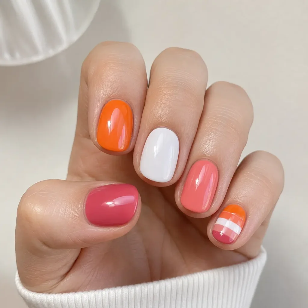 Short Lesbian Pride Nails