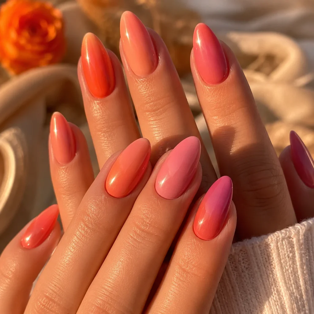 Soft Sunset Lesbian Pride Nails