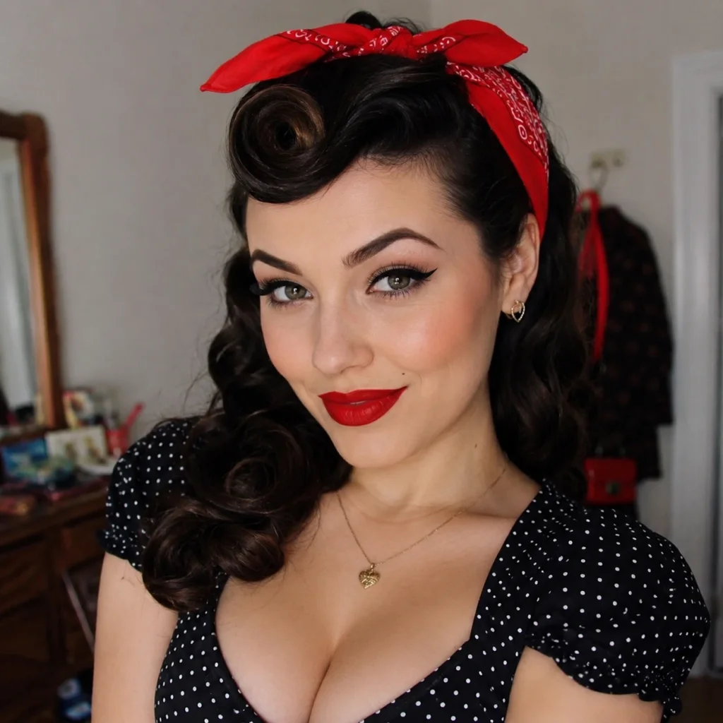 Vintage Pin-Up Bandana Hairstyle