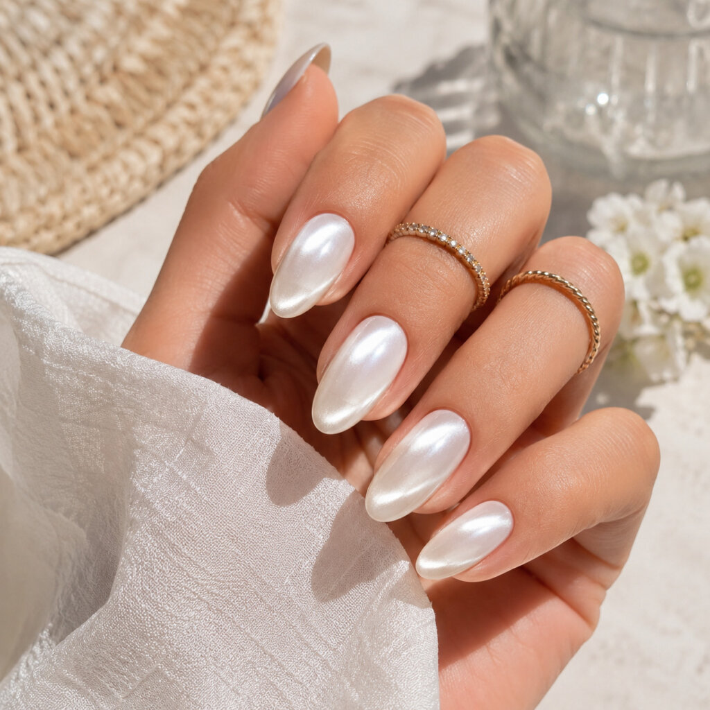 White Cat Eye Nails