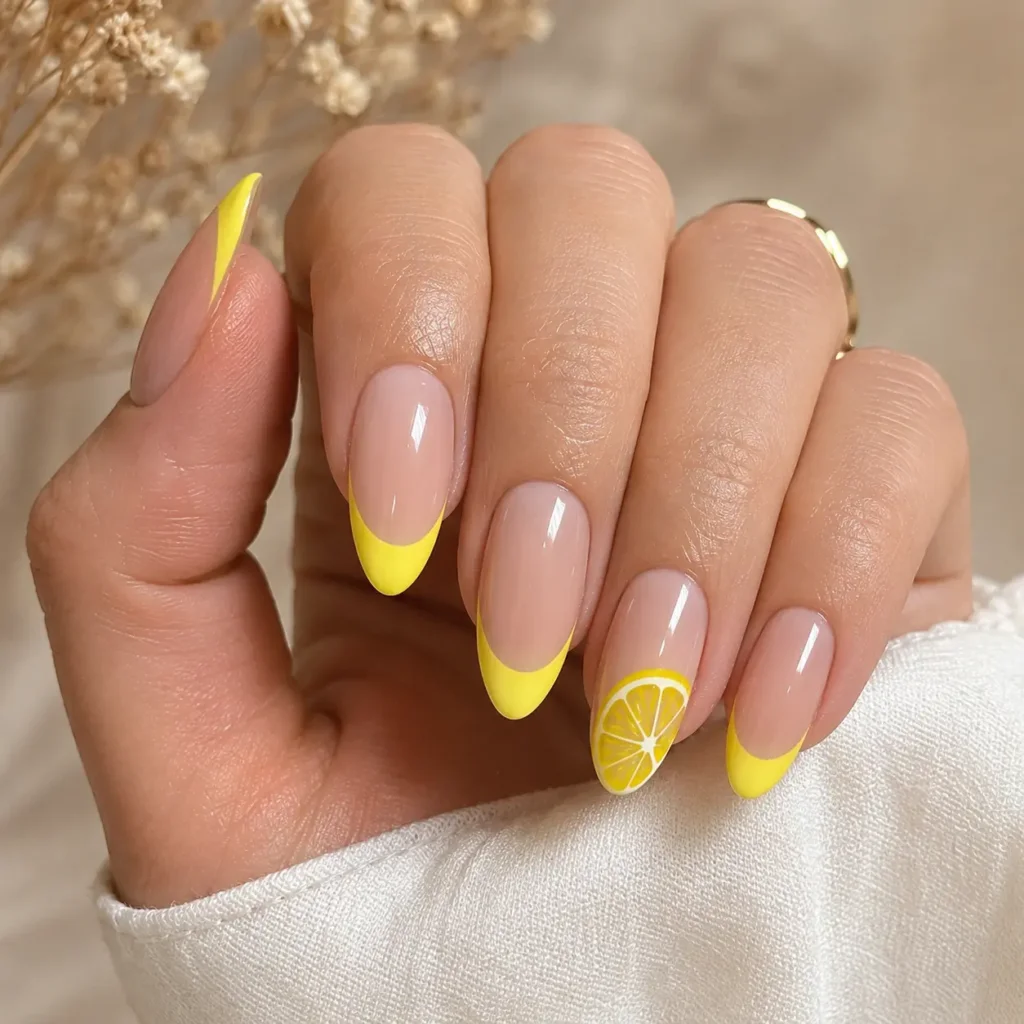 Yellow French Tip Lemon Nails