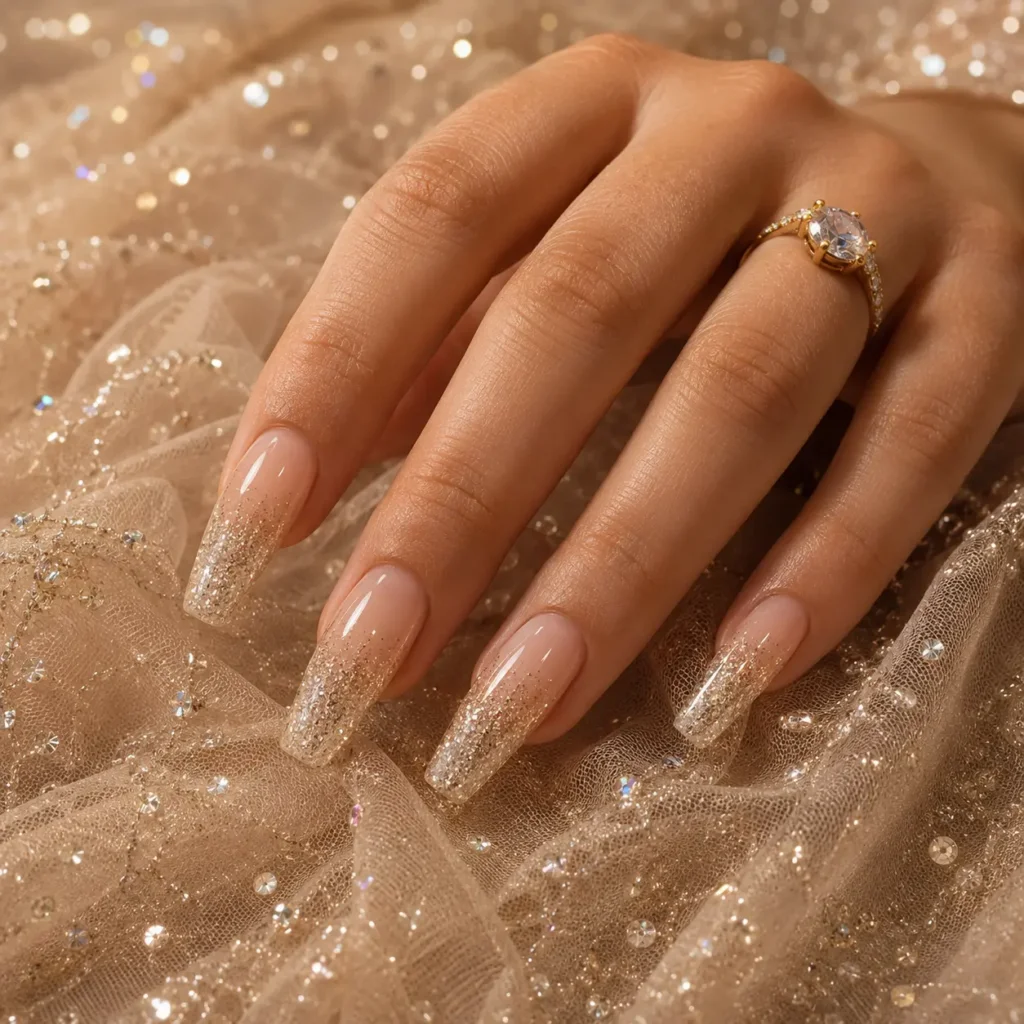 Champagne Glitter Nails