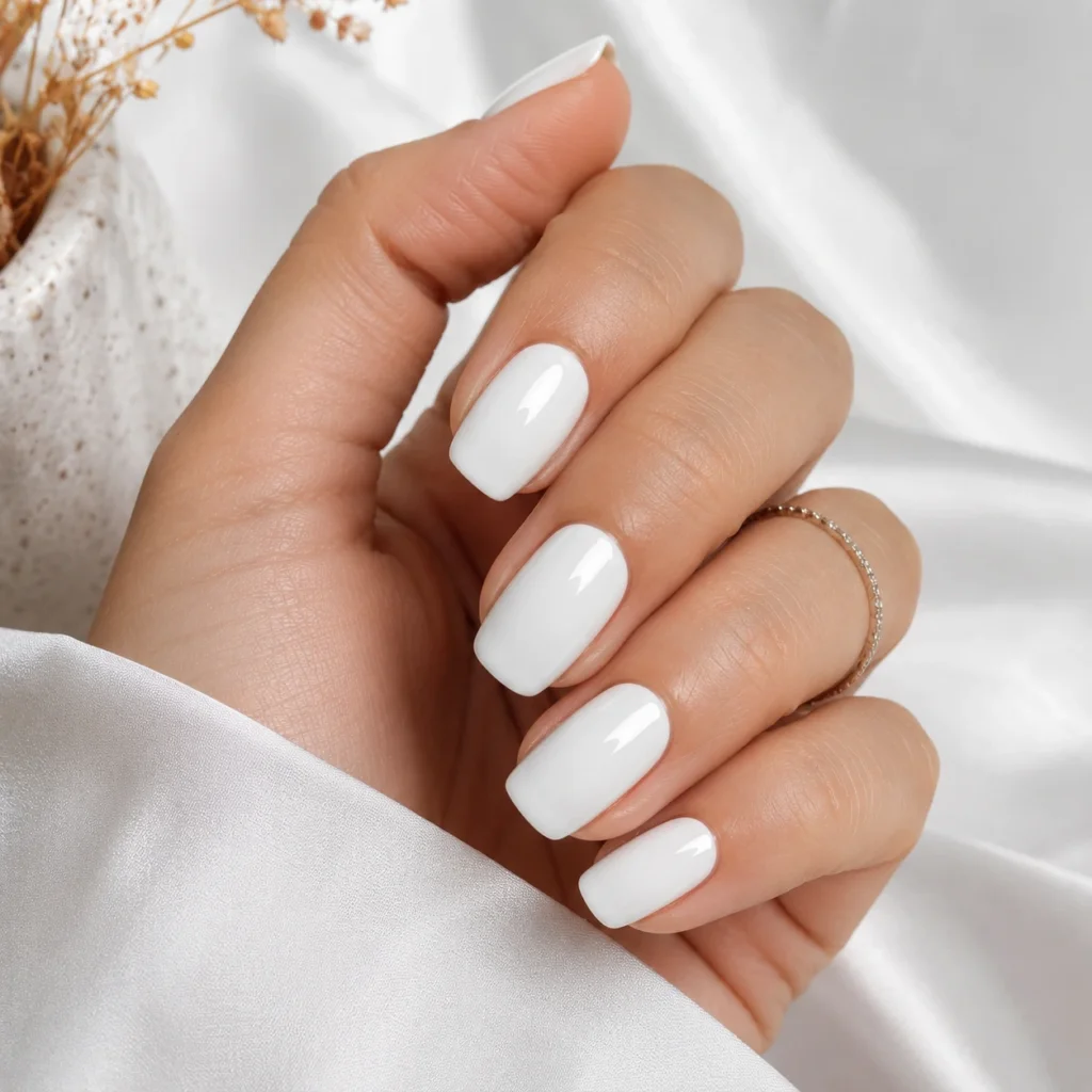 Classic Glossy White Nails