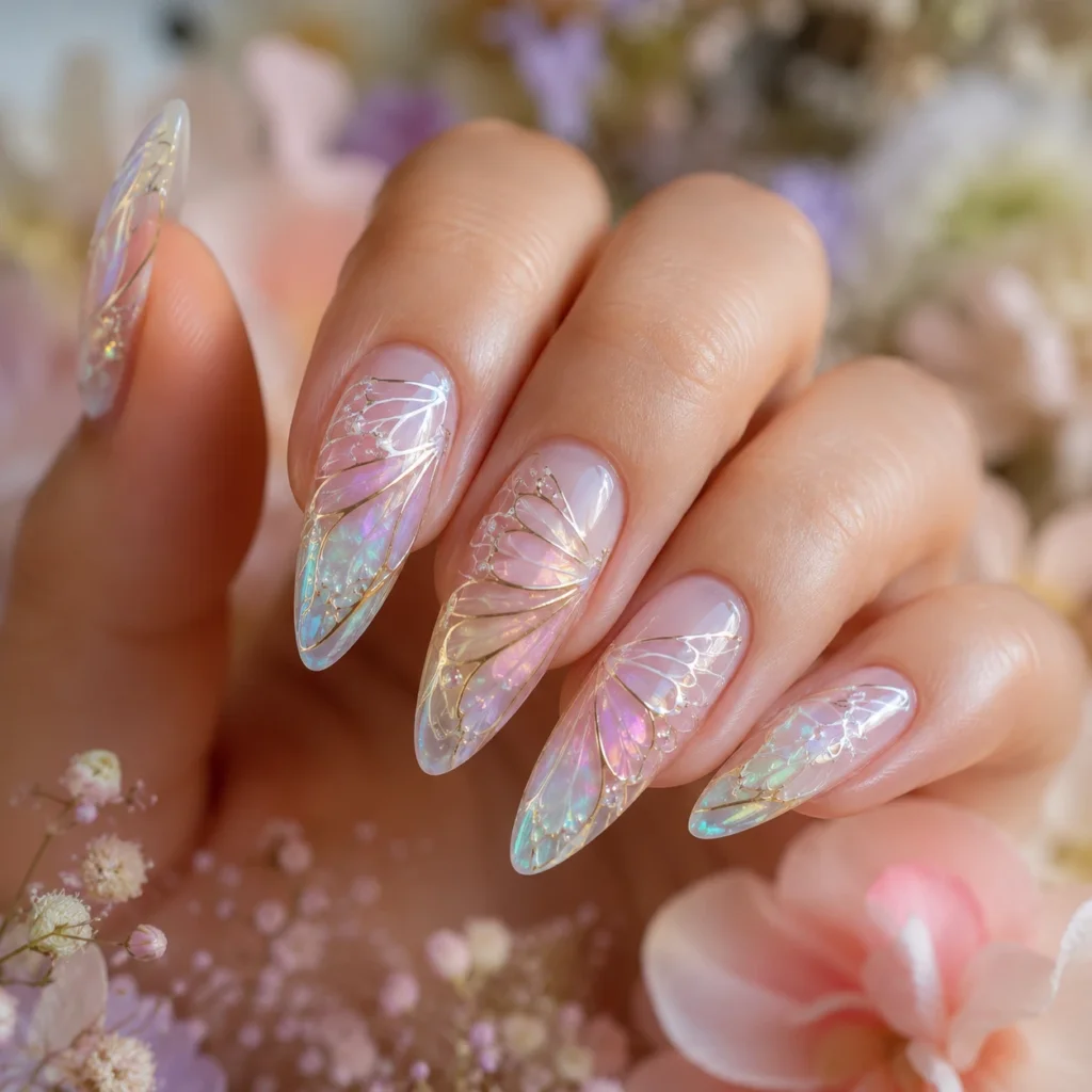 Fairy-Wing Shimmer Nails